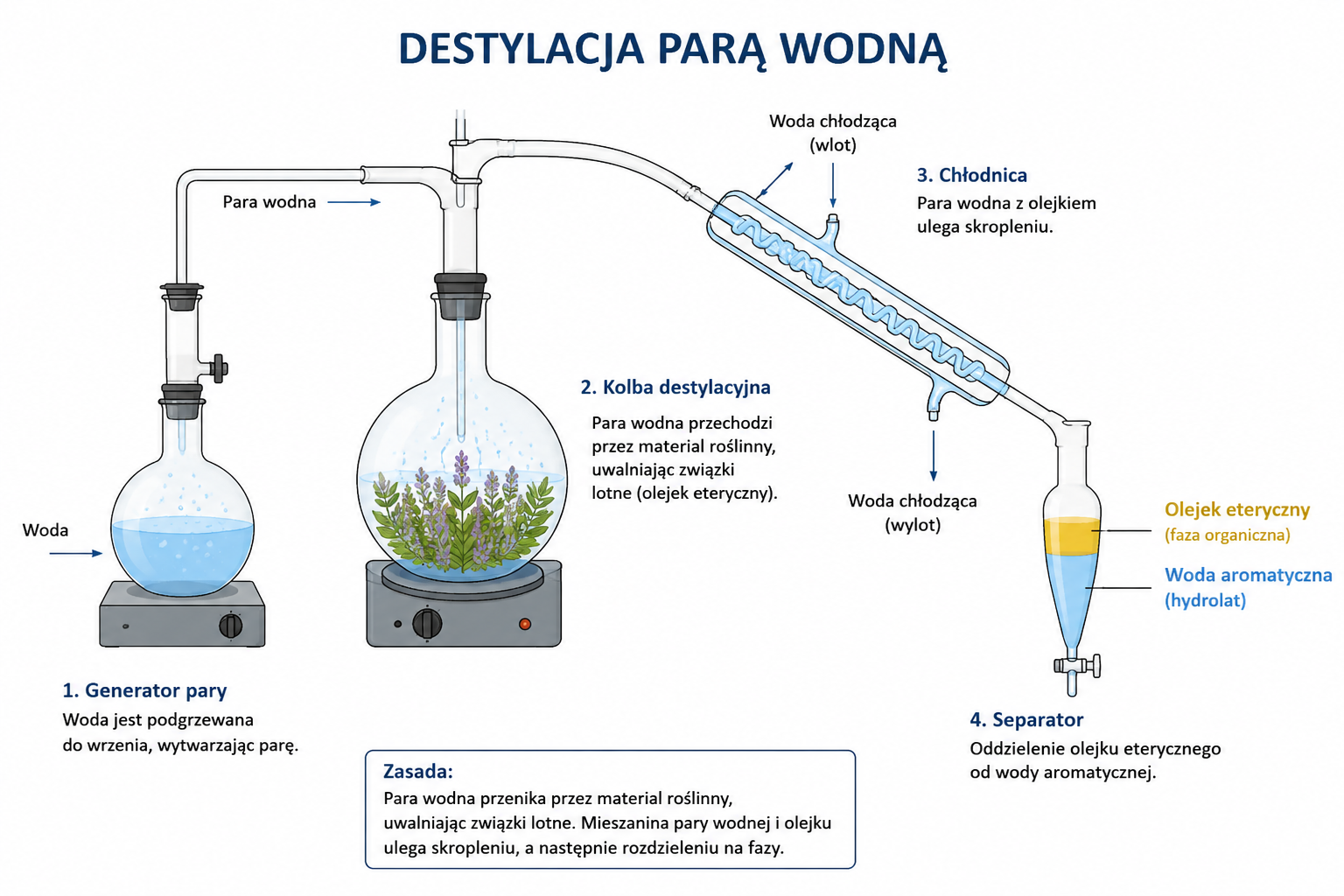 Schemat destylacji parą wodną schemat destylacji parą wodną